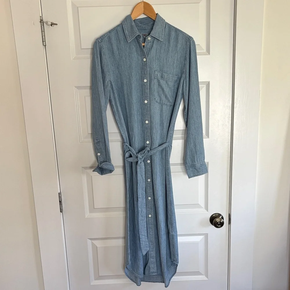 Faherty The Tried and True MIDI Shirt Dress. Blue Tide Wash. XXS - Picture 1 of 7